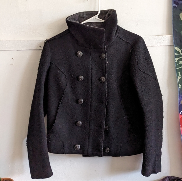 Rag & Bone Wool Cashmere Distressed Cropped Peacoat - Punk Grunge Goth Designer - Picture 4 of 14